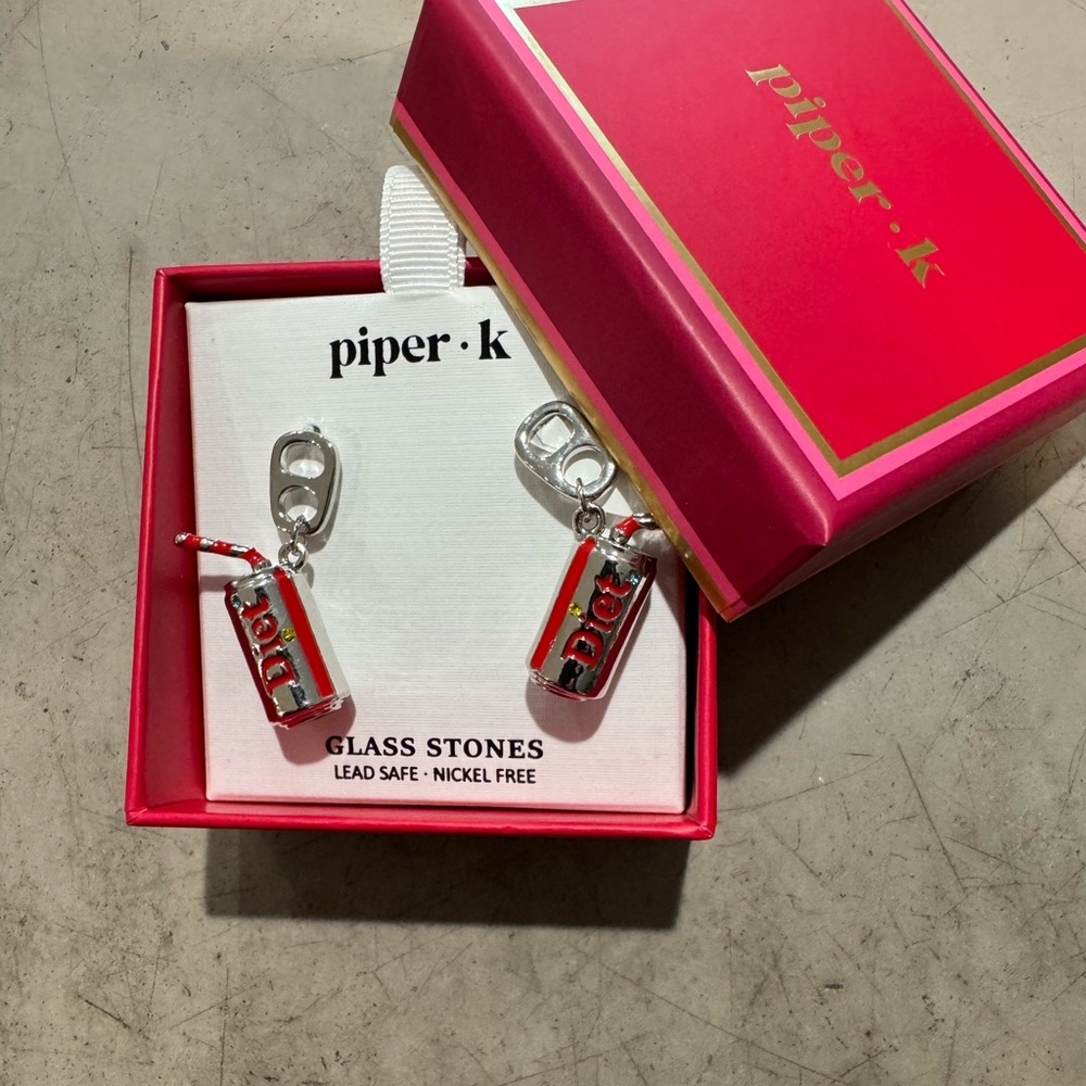 Piper K Silver and Red diet Soda Can Earrings- get in on the trend🔥🥤🥤cute& comfy